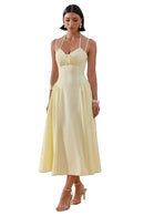 Vestido midi amarelo limão