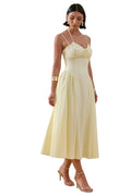 Vestido midi amarelo limão