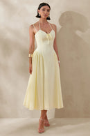 Vestido midi amarelo limão