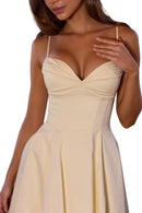 vestido midi de algodão cor limão com corte princesa